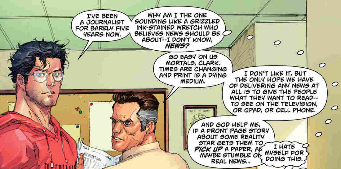 In Superman #13, Clark Kent gets his ink-stained kvetch on.