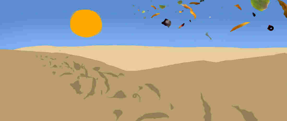 Leaves over desert.