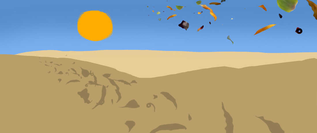 Leaves over desert.