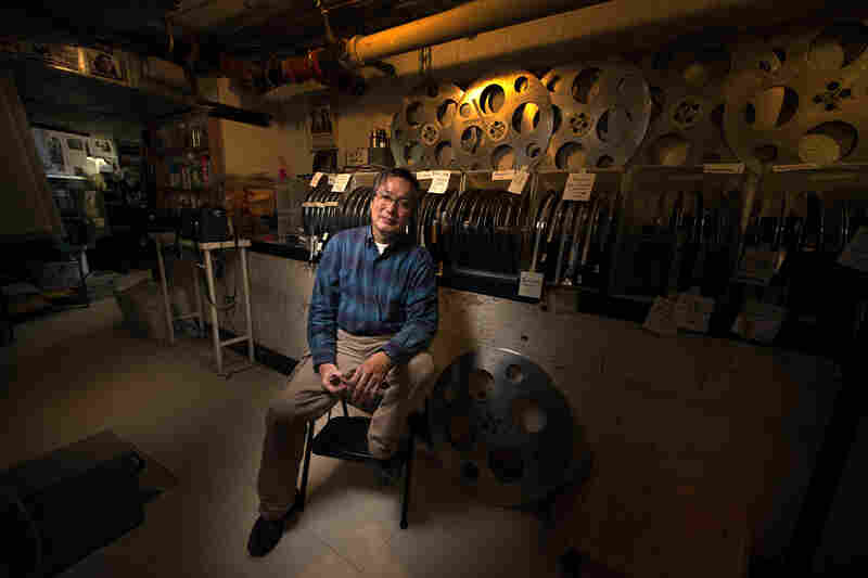 Projectionist Ed Ko at New York City's Film Forum. Ed has been projecting at Film Forum longer than any other projectionist there.