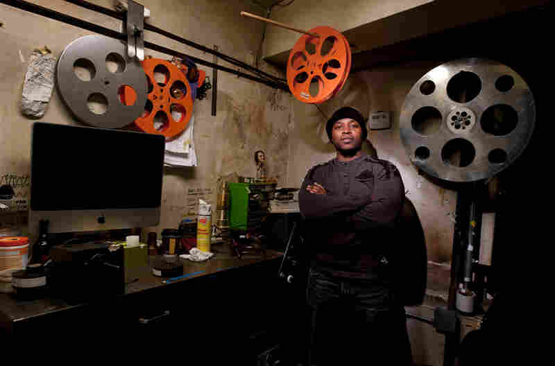 Projectionist and repairman Bryan Diego at Brooklyn Heights Cinema, which is scheduled to close later this year because the building will be demolished.