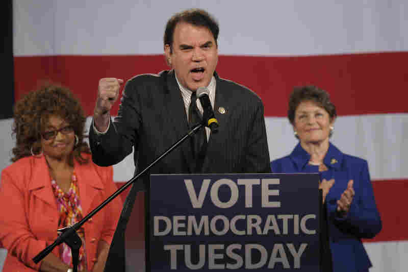 IN: Florida Democratic Rep. Alan Grayson pumps up the crowd at a state Democratic Party rally in Orlando in 2010. 