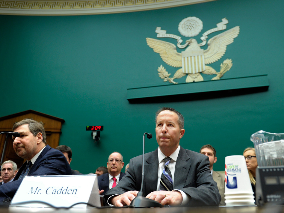 New England Compounding Center co-owner Barry Cadden went to Capitol Hill for a congressional hearing Wednesday on the fungal meningitis outbreak. Choosing to take the Fifth Amendment, Cadden did not testify. (Susan Walsh/AP)