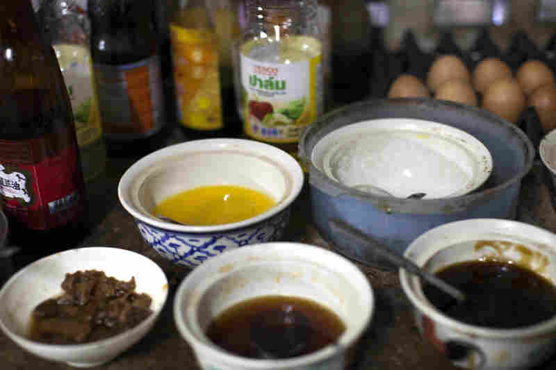 To prepare Aiya's Burmese and Thai dishes, the kitchen staff use a variety of spices and ingredients, including fish sauce, garlic, chili, bean powder, shallots, mushroom sauce, oyster sauce and soy bean sauce.