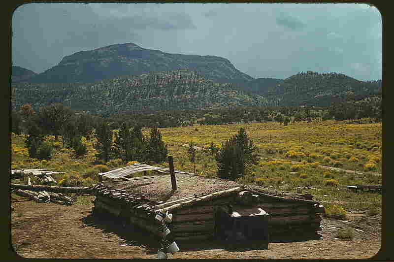 Men light a campfire beside road in Pie Town New Mexico 1940 Photo Print