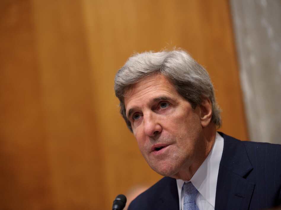 Committe Chairman John Kerry , D-MA, speaks during the Senate Foreign Relations Committee hearing on the nomination of Robert Beecroft to be ambassador to Iraq Sept. 19 in the Dirksen Senate Office Building on Capitol Hill in Washington, DC. (Mandel Ngan/AFP/Getty Images)
