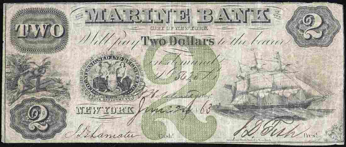 Two-dollar note from a New York bank