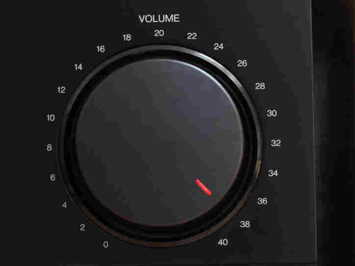 A volume knob turned up to the maximum.