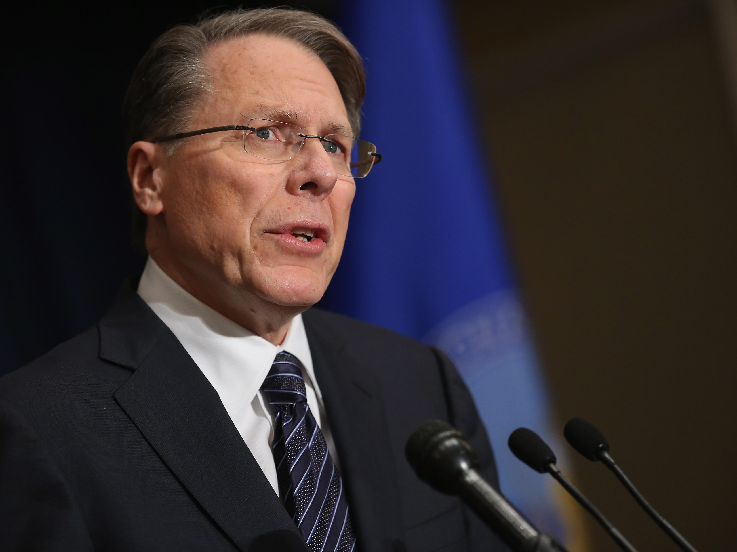 National Rifle Association Executive Vice President Wayne LaPierre at this morning's news conference in Washington, D.C. (Getty Images)