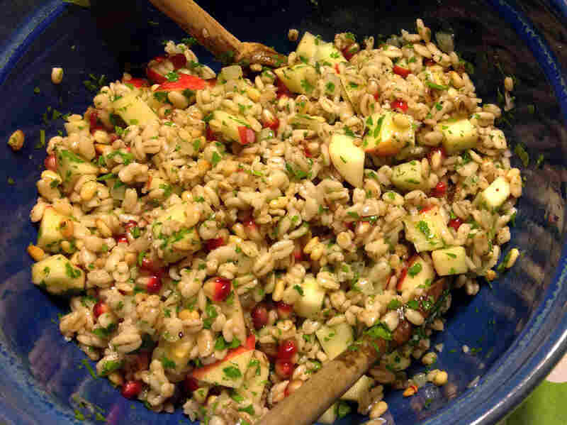 Pearled Barley Salad With Apples, Pomegranate Seeds And Pine Nuts (detail)