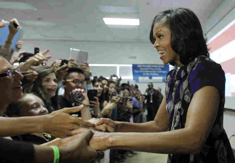 On the campaign trail: Michelle greets supporters at Broward College in Davie, Fla., on Oct. 22, 2012, where she rallied grass-root supporters and spoke of what's at stake in the election for Floridians. Michelle was seen as an asset on the campaign trail, where she often drew large crowds.