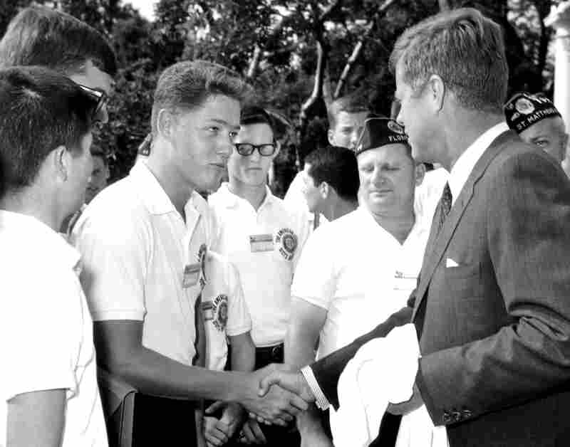 A young Bill Clinton meets President John F. Kennedy in the Rose Garden on July 26, 1963. Clinton, who was 16 years old at the time, was part of the Arkansas delegation to the American Legion Boys Nation.