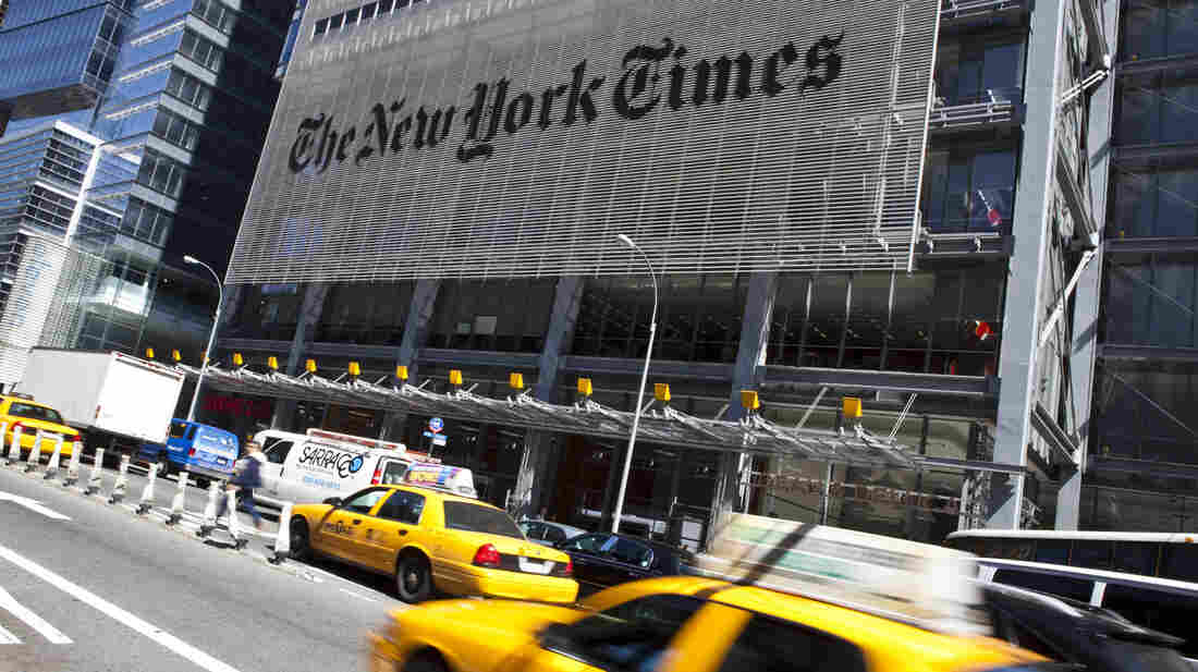 The New York Times' headquarters building in New York City.