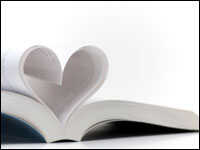 Book with pages making the shape of a heart.