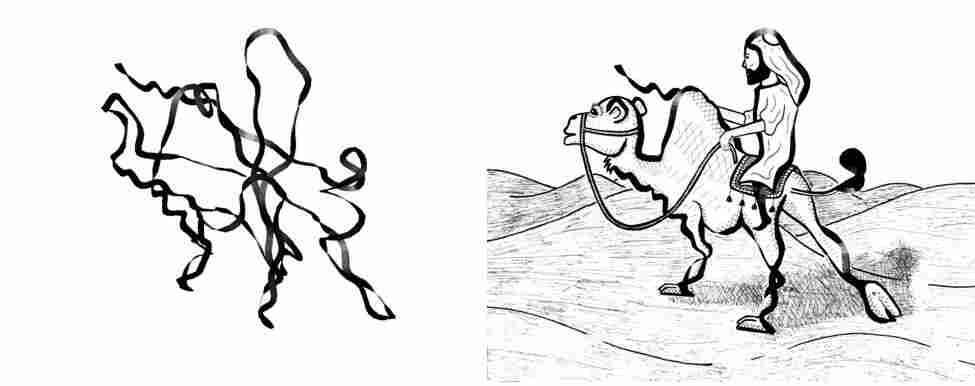 Bedouin riding a camel.