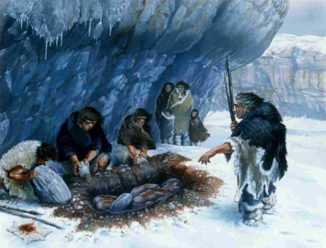 Neanderthal burial illustration