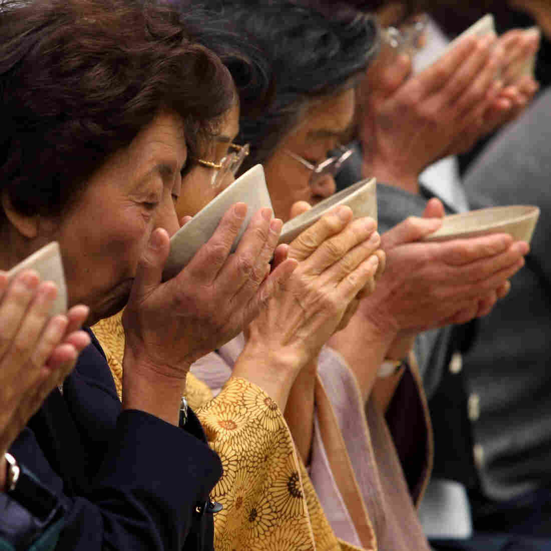 Japanese women drink green tea during an outdoor tea ceremony in Kobe, Japan. Making the brew a daily habit may be protective against stroke. Japanese women drink green tea during an outdoor tea ceremony in Kobe, Japan. Making the brew a daily habit may be protective against stroke.