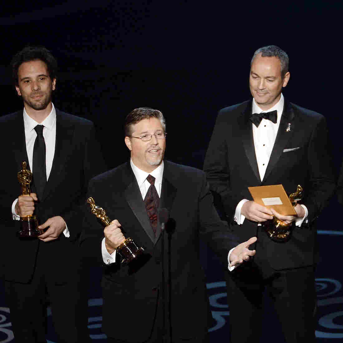 Guillaume Rocheron, Bill Westenhofer, Erik-Jan De Boer and Donald R. Elliott at the 85th Annual Academy Awards in February. Rhythm & Hues Studios, the company that produced the effects for winning film Life of Pi, recently declared bankruptcy. Guillaume Rocheron, Bill Westenhofer, Erik-Jan De Boer and Donald R. Elliott at the 85th Annual Academy Awards in February. Rhythm & Hues Studios, the company that produced the effects for winning film Life of Pi, recently declared bankruptcy.