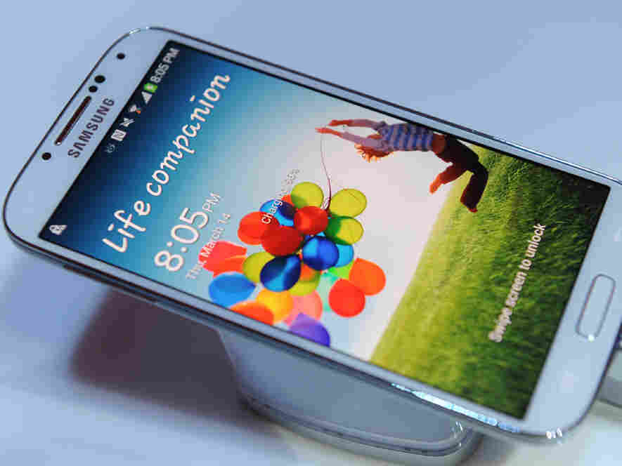 Samsung's new Galaxy S4 is seen during its unveiling on March 14, 2013.