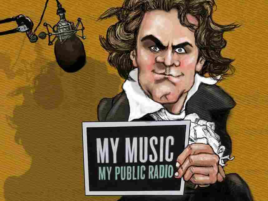Even Beethoven loves public radio. Drawing by Maxine Frost from Seattle's Classical KING FM 98.1.