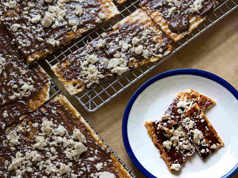 Matzo Candy With Caramel, Chocolate And Halvah