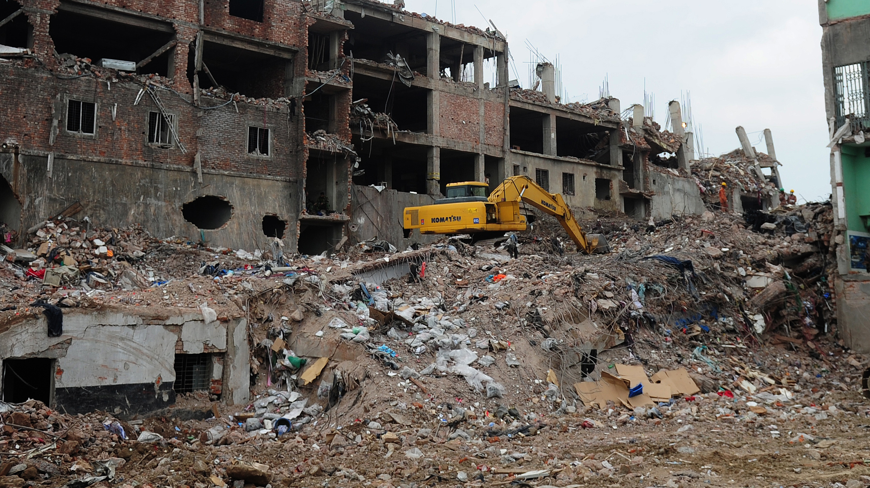 Bangladeshi rescue and army personnel on Wednesday continue recovery operations at the site of the building collapse near Dhaka. (AFP/Getty Images)