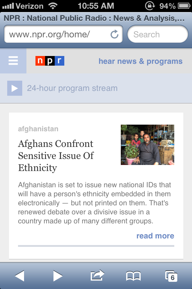 New NPR mobile homepage.