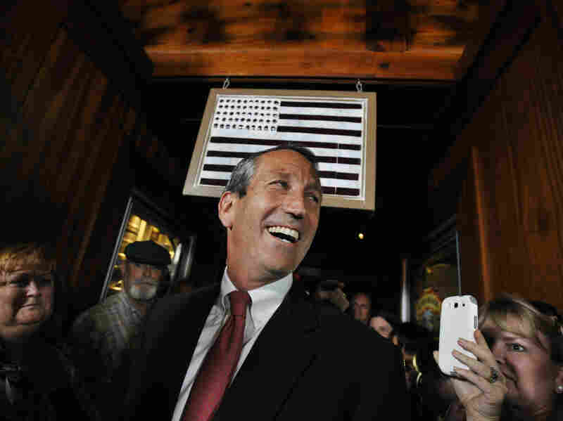 Former South Carolina Gov. Mark Sanford arrives to give his victory speech on May 7. Sanford won back his old congressional seat in the state's 1st District in a special election.