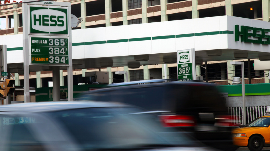 Gas prices are displayed on a board at a Hess station in Hoboken, N.J., Sunday. Lower oil and gasoline prices are giving relief to consumers who recently seemed about to face the highest prices ever. (CX Matiash/AP)