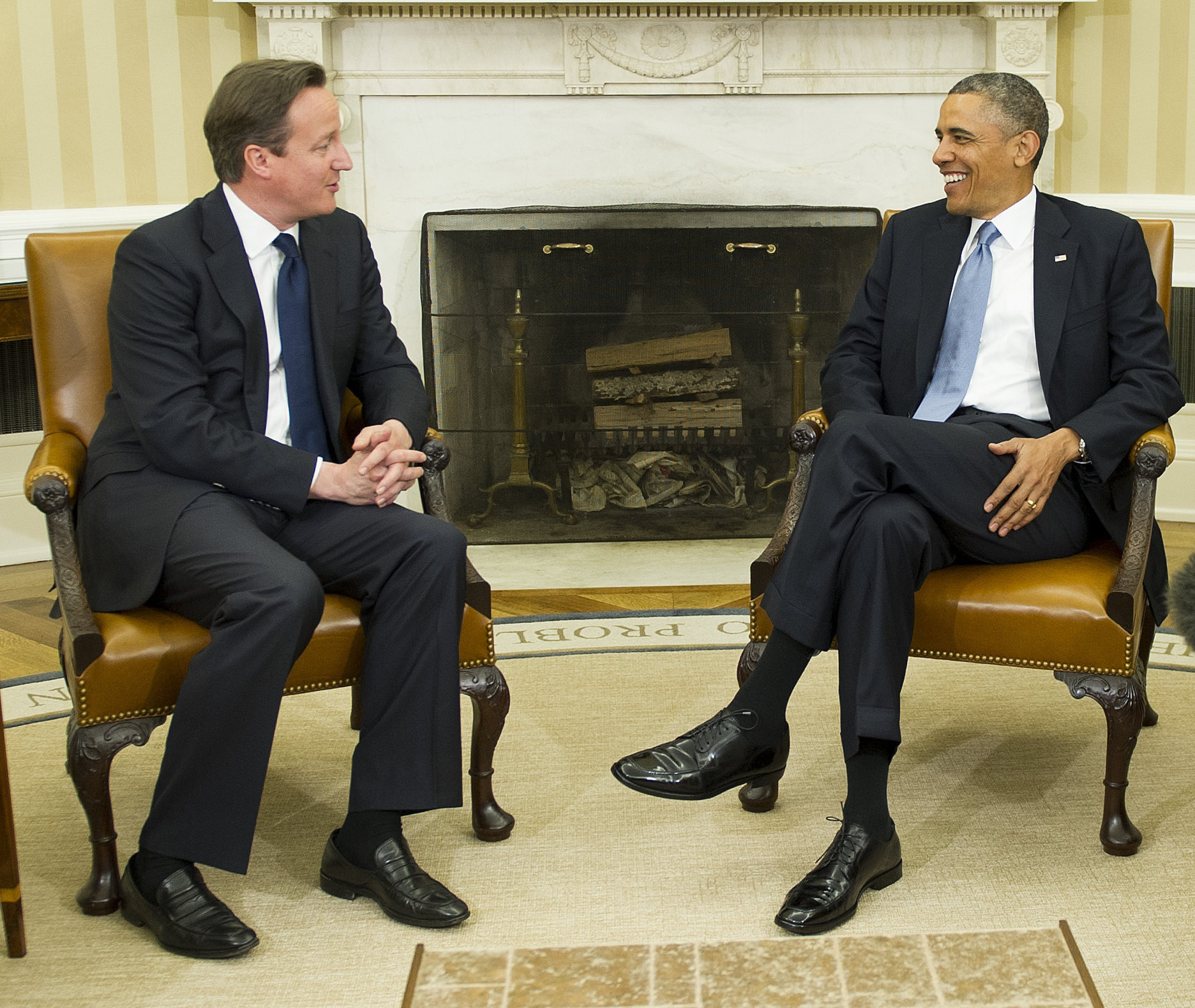 President Obama and British Prime Minister David  Cameron in the Oval Office of the White House on Monday. (AFP/Getty Images)