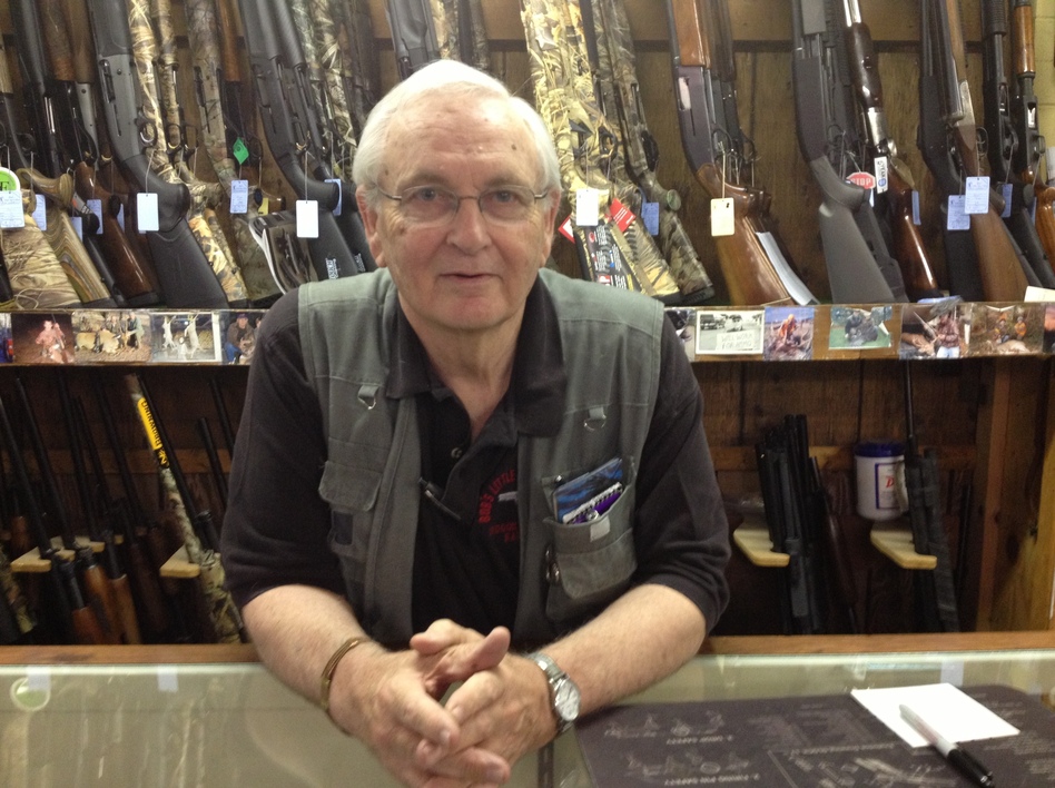 "We're going to keep prices as fair as we possibly can," says Bob Viden of Bob's Little Sport Shop in southern New Jersey. (Marianne McCune/ NPR)