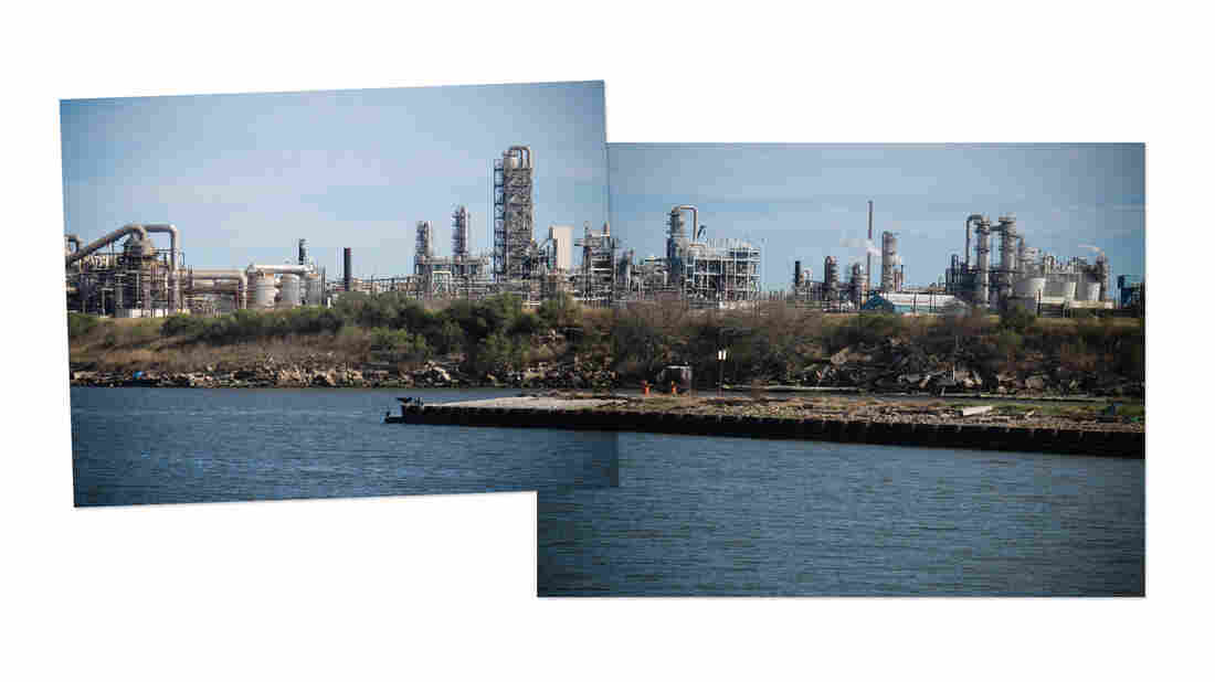 Image composite of the Houston Ship Channel.