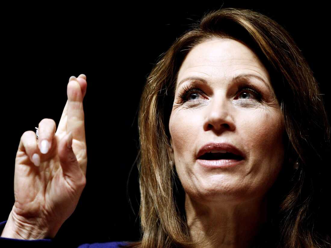 Rep. Michele Bachmann, R-Minn., gestures while speaking in Des Moines, Iowa, in Dec. 2011.