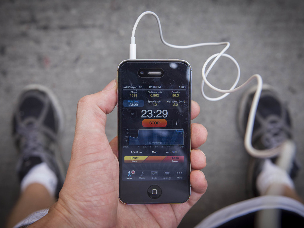 Pedometer, an app, keeps track of your steps, distance traveled and calories burned. (NPR)