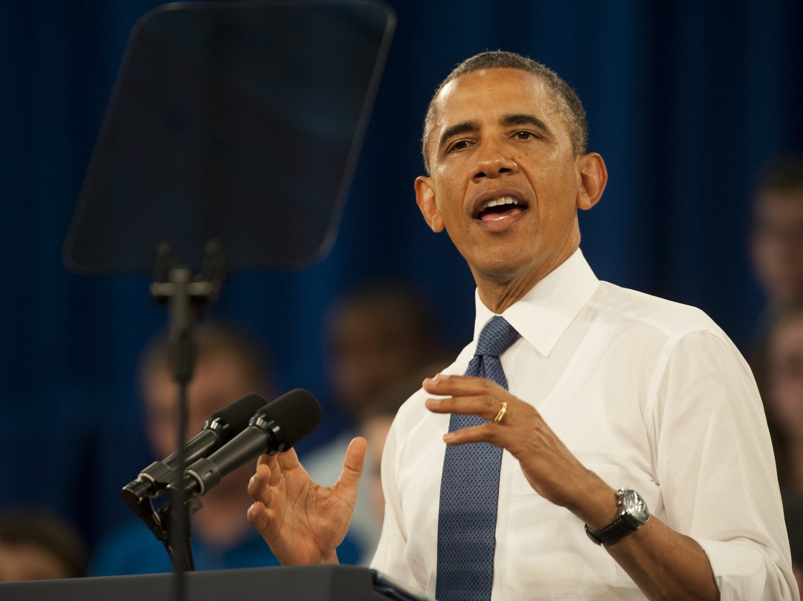 President Obama on Thursday in Mooresville, N.C. (EPA /LANDOV)