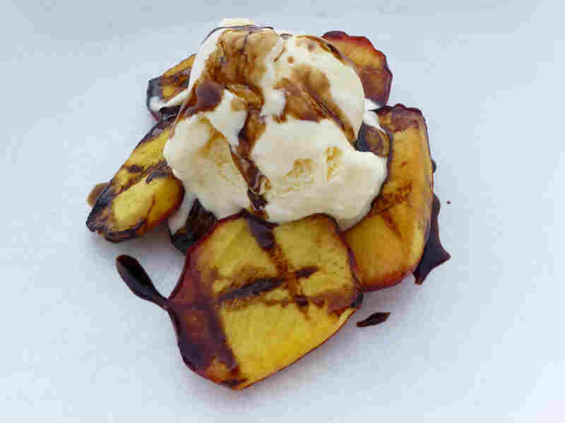 Grilled Peaches with Vanilla Ice Cream and Balsamic Vinegar