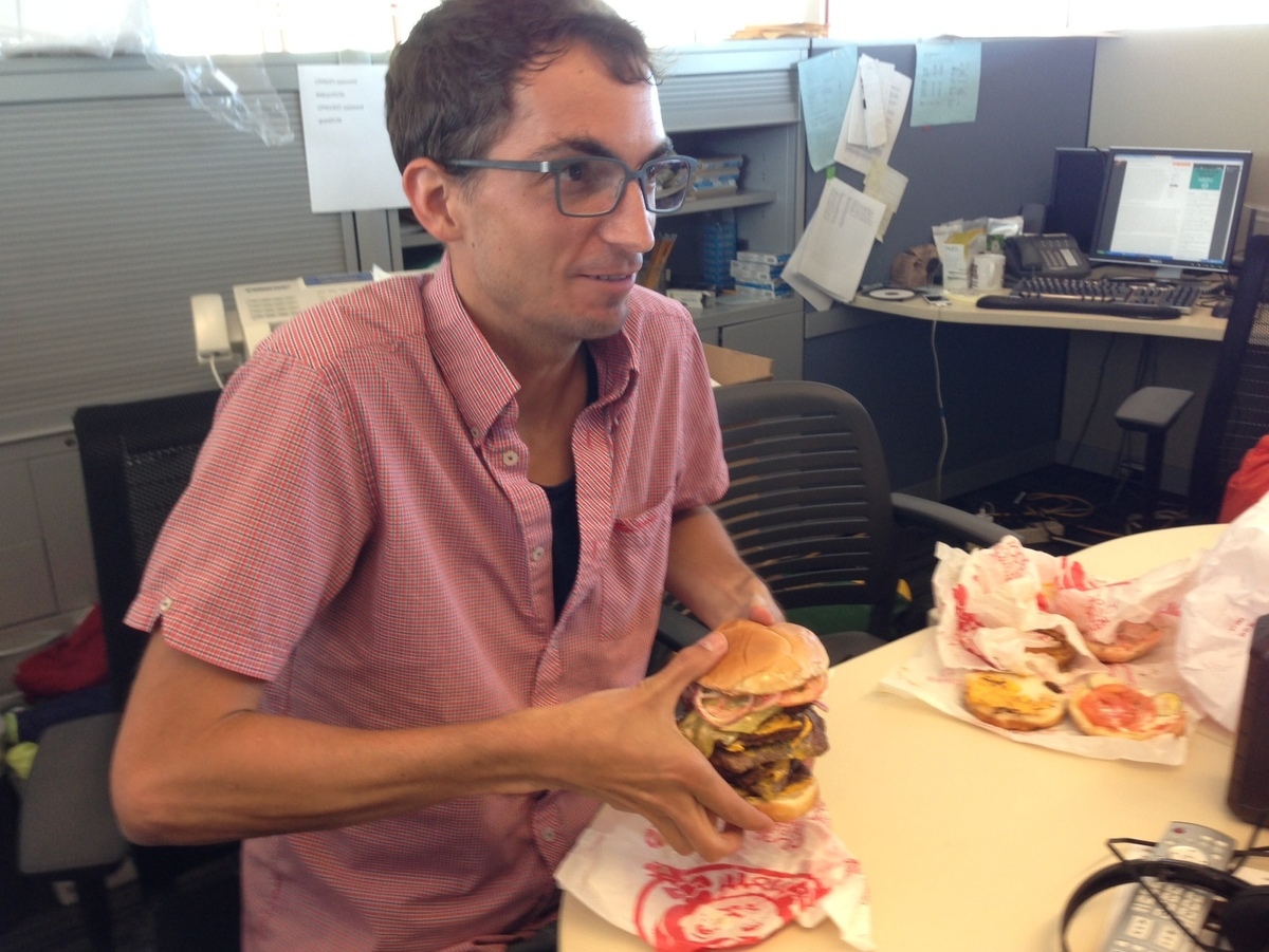 Ian uses his arm muscles for the first time since the Presidential Fitness Test in seventh  grade.