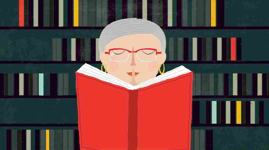 Illustration: Nancy Pearl with a book