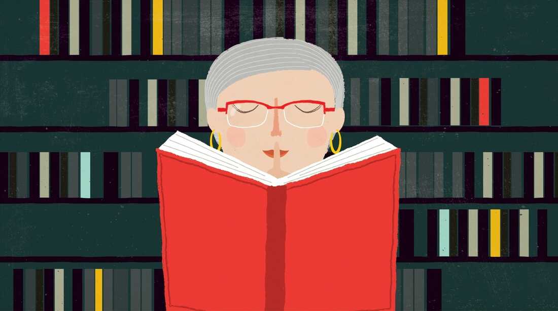 Illustration: Nancy Pearl with a book