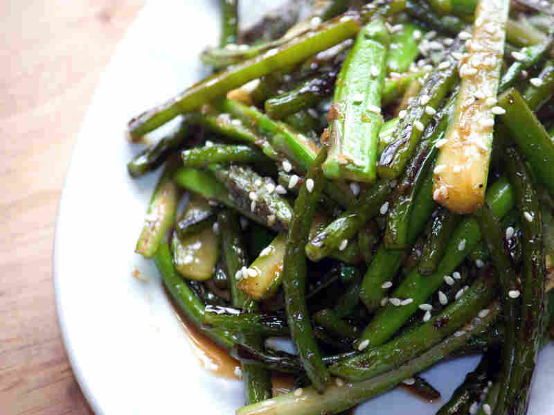 Sesame Ginger Scapes And Asparagus