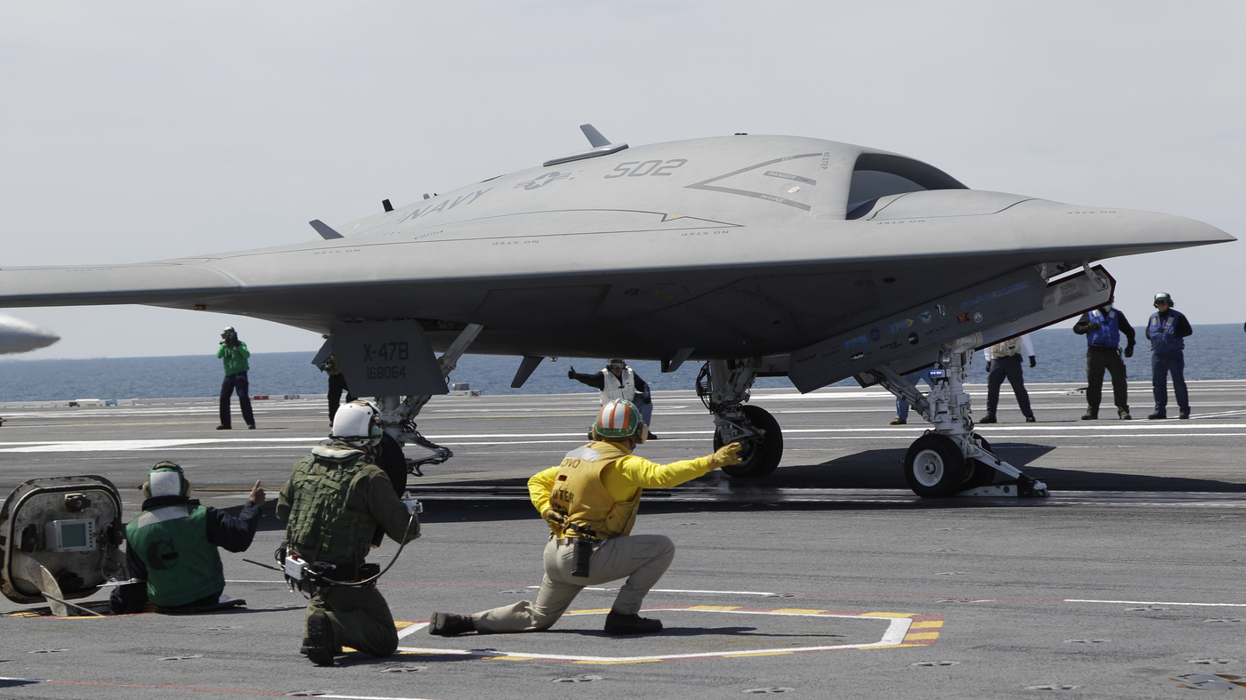 In A First, Unmanned Navy Jet Lands On Aircraft Carrier : The Two-Way : NPR