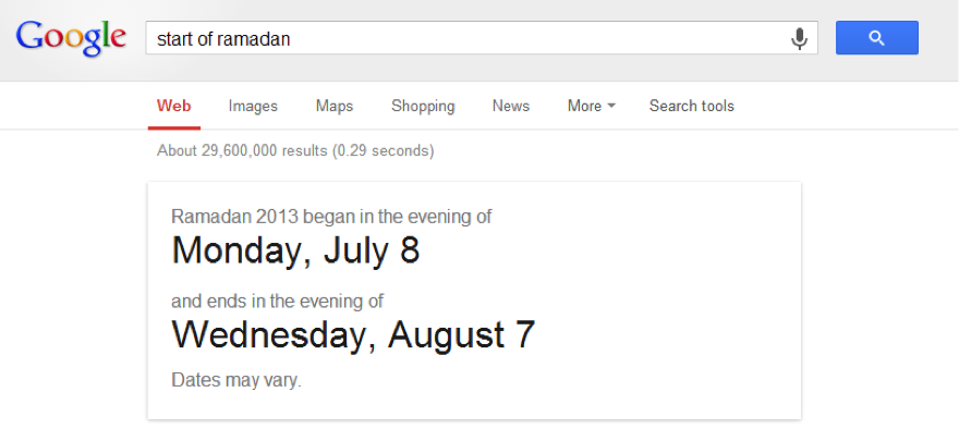 Google search for "Ramadan."