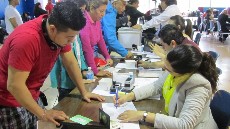 The Mexican Consulate processes IDs at an area school. The New York Immigration Coalition goes to events like this one to find immigrants who are eligible for DACA. (Melanie Reyes/The New York Immigration Coalition)