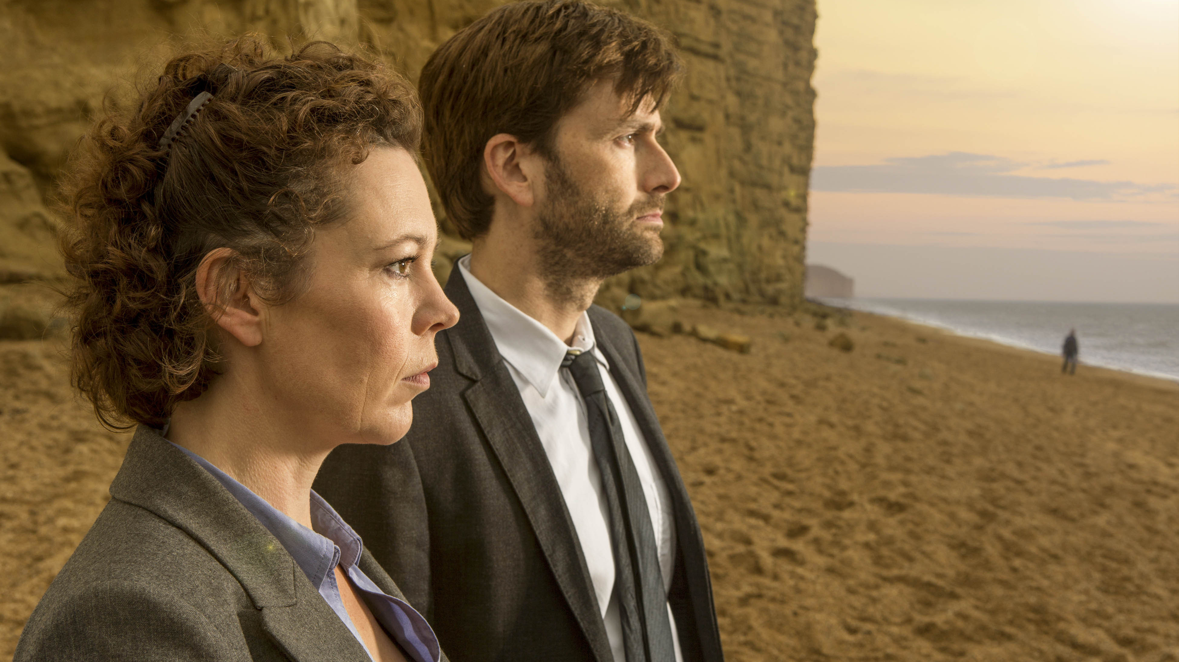 Olivia Colman and David Tennant in <em>Broadchurch</em>. (BBC America)