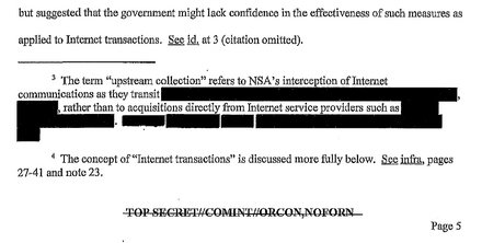 An image taken from the FISA court opinion released Wednesday. The document reveals instances in which the court saw the NSA overstepping in its surveillance efforts. (NPR)