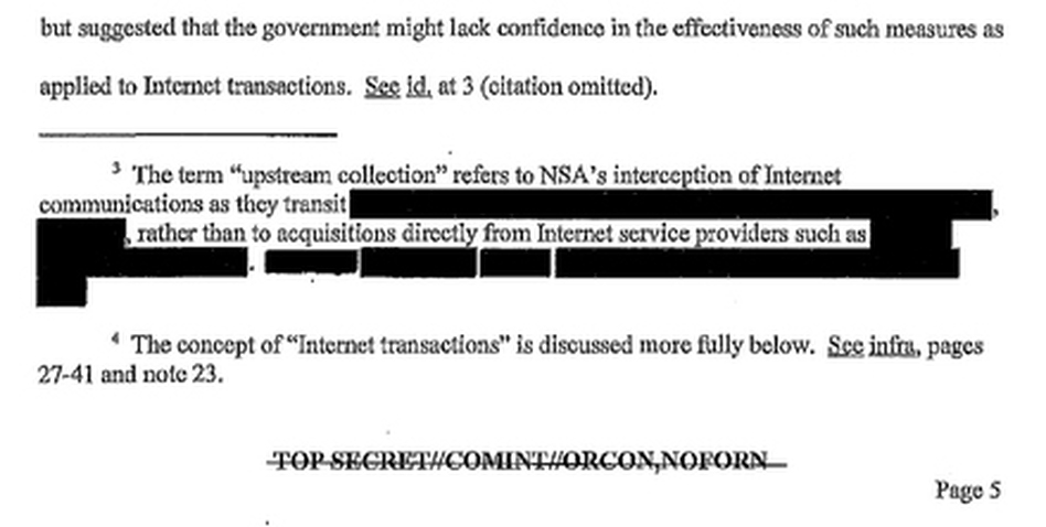 An image taken from the FISA court opinion released Wednesday. The document reveals instances in which the court saw the NSA overstepping in its surveillance efforts. (NPR)