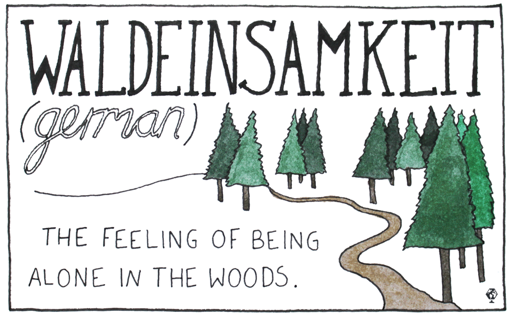 A feeling of solitude, being alone in the woods and a connection to nature.