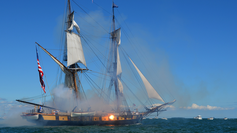 The U.S. Brig Niagara is a replica of the ship Oliver Hazard Perry sailed to victory. The Niagara carries four carronades, or short-range cannons. The original ship was outfitted with 18 carronades that could shoot a 32-pound ball about half a mile. (Ryan Whaley/Green Door Mediawork)