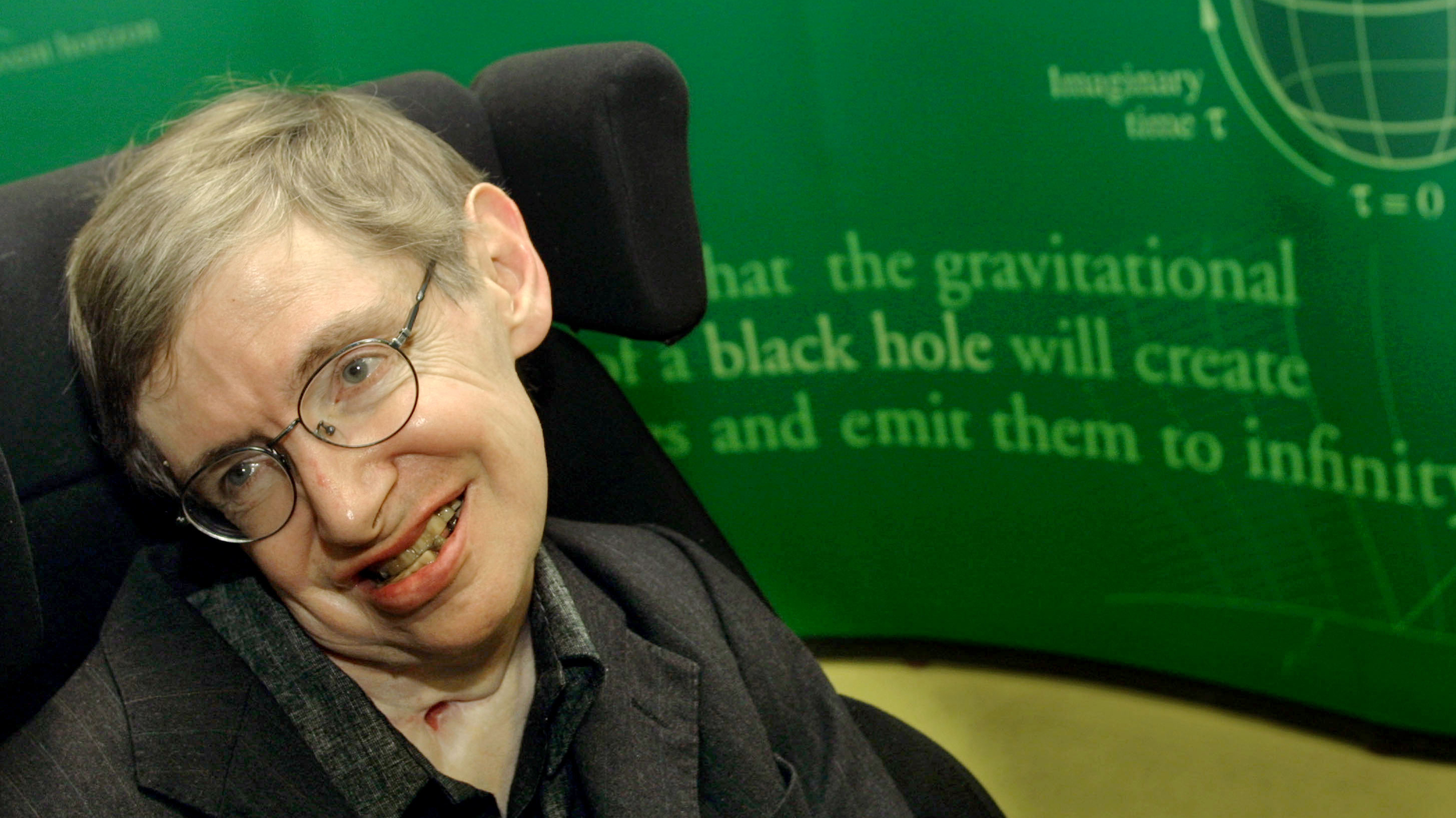 Stephen Hawking smiles during a symposium in honor of his birthday at the University of Cambridge Jan. 11, 2002 in Cambridge, England. Hawking turned 60-years-old on Jan. 8, 2002 and is the Lucasian Professor of Mathematics, a post once held by Sir Isaac Newton.