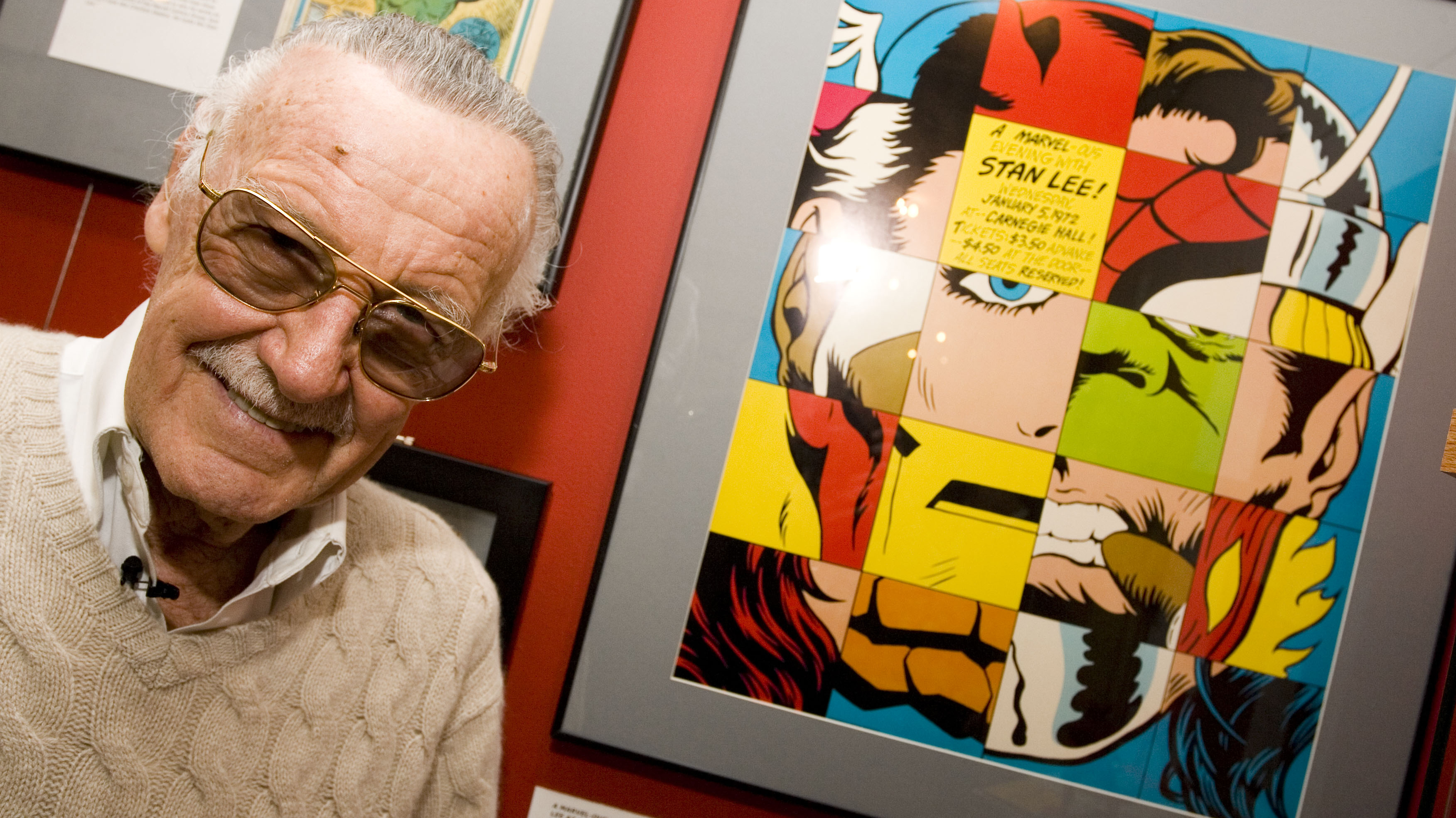 Comic book legend Stan Lee poses at the opening reception for "Stan Lee: A Retrospective" presented by the Museum of Comic and Cartoon Art on Feb. 23, 2007 in New York City.